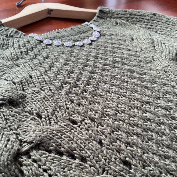 Knit Sweater Hunter Green Medium Long Sleeve - Picture 3 of 5